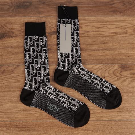 White Stretch Cotton Socks with Dior Oblique Jacquard